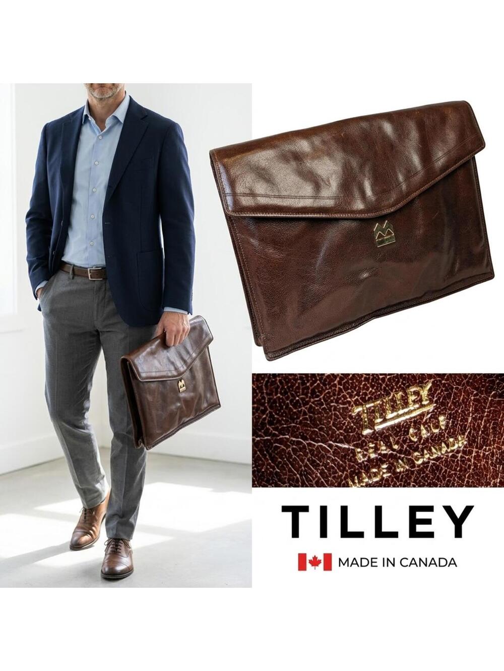 Tilley Document Case Canada Calf Leather Laptop Portfolio